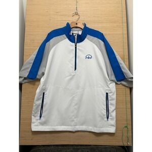Footjoy FJ Golf Jacket Pullover 1/4 Zip White Blue‎ Grey Mens Sz L